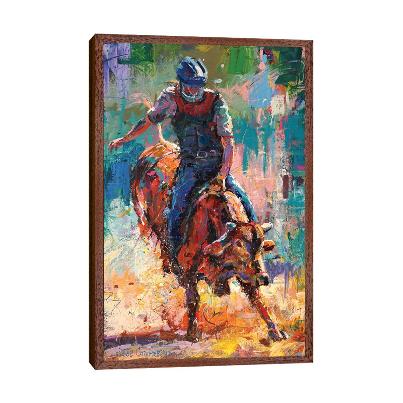 Eight Seconds by Jos Coufreur - Painting on Canvas, 101.6cm H x 66.04cm W x 3.81cm D, Brown Framed
