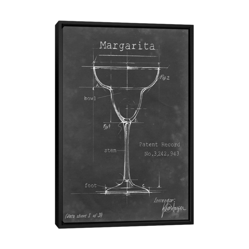 «Barware Blueprint VI», impression sur toile, H 26 po x l 18 po x P 1,5 po, Toile avec cadre noir