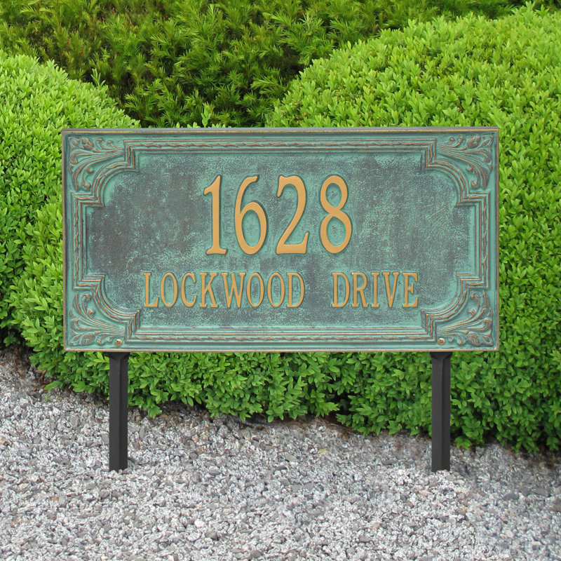 Plaque d'adresse sur 2 lignes Signature Series, Oui, Vert-de-gris, Bronze