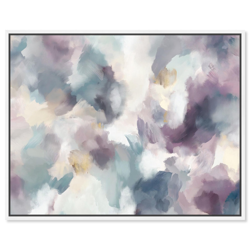 Art Remedy, aquarelle abstraite, reflets dorés, H 25 po x l 31 po, Cadre flottant blanc