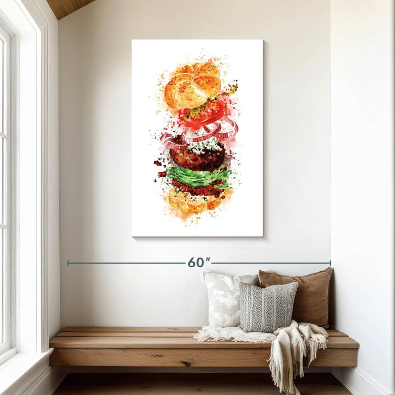 Burger Deconstructed Splatter, 45" H x 30" W