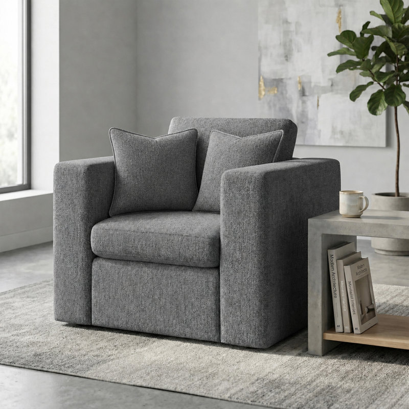 Lockheart 32” Accent Chair Square Arm , Smoke