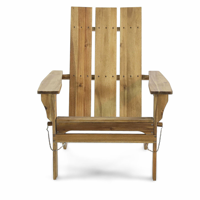 Damione Acacia Foldable Outdoor Adirondack Chair, Natural Stained