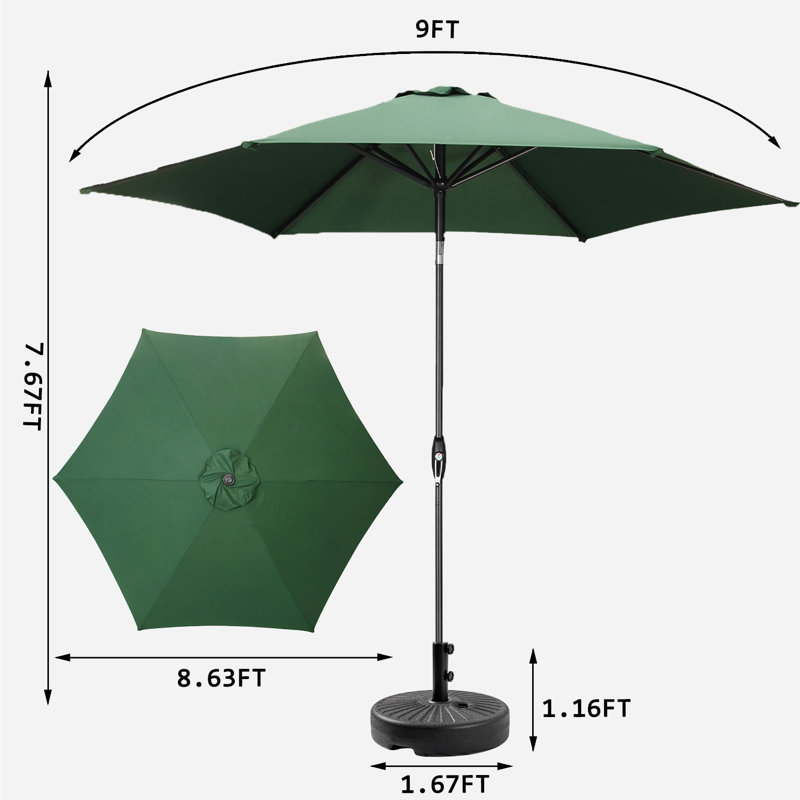 Parasol de marché 9 pi avec base Ehmann, Vert