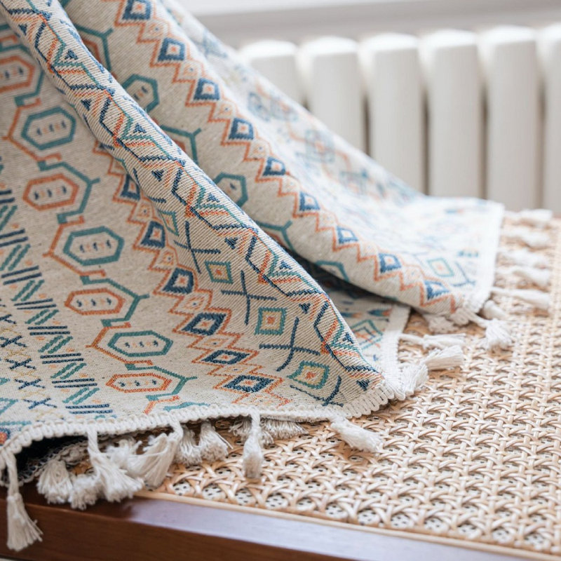 Rideaux à motif géométrique 2 panneaux Boho, L 59 po x L 63 po
