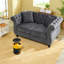 Causeuse à compression Chesterfield de 58,8 po en velours gris pour la maison