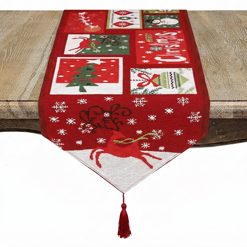 Chemin de table Holiday Patchwork Christmas - Chemin de table décoratif Merry Christmas