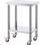 Table de travail 24 po x 18 po x 34 po en acier inoxydable avec tablette réglable à 3 niveaux, 4 roues et frein pour barre de rangement de cuisine