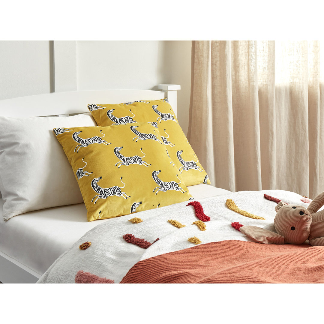 Aviva Animal Print Yellow Square Throw Cushion With Filling