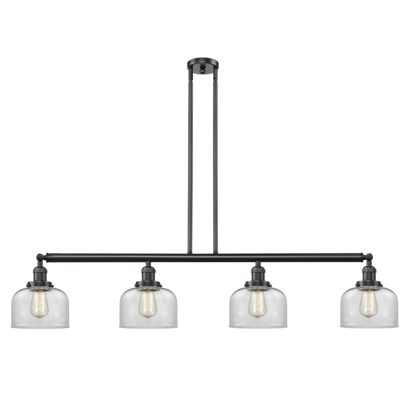 Luminaire suspendu linéaire à 4 lumières pour îlot de cuisine Morrow, Transparent, Nickel poli, Ampoule non incluse