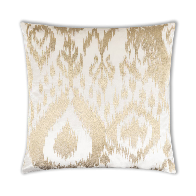 Astor Square Pillow Cover & Insert, Ivory/Gold