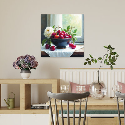 Art mural contemporain, cerise et fruits