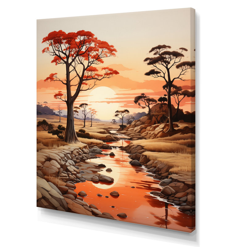 Red Beige, vallée de l'Africain, reproduction d'art mural africain, H 40 po x l 30 po x P 1,5 po, Toile tendue