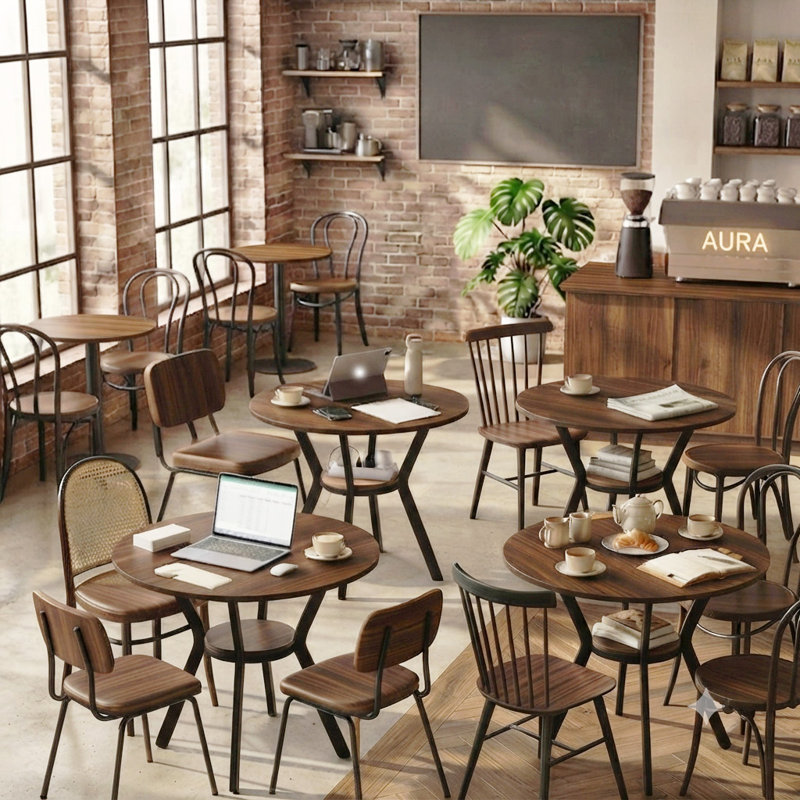 4 pièces 31,49 pouces table basse ronde avec table de rangement pour 2 ou 3 tablettes, Walnut