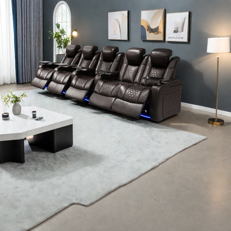 Luxueux fauteuil inclinable réglable en cuir véritable, confort moderne, cinéma maison