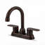 Robinet de lavabo de salle de bain central à 4 poignées 4 pouces en acier inoxydable bronze huilé avec bec pivotant à 360 degrés