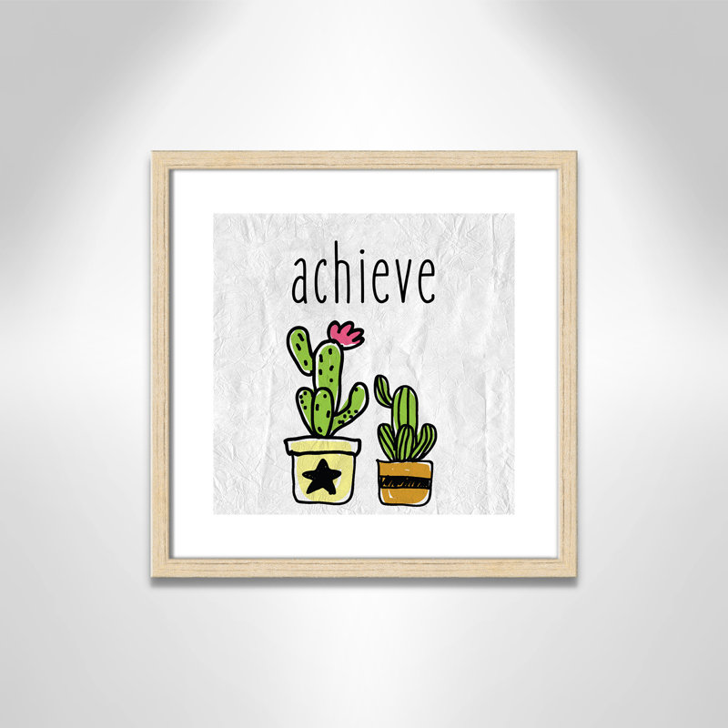Impression sur papier Cacti C, Encadré de boîte beige, H 16 po x l 16 po x P 1,18 po