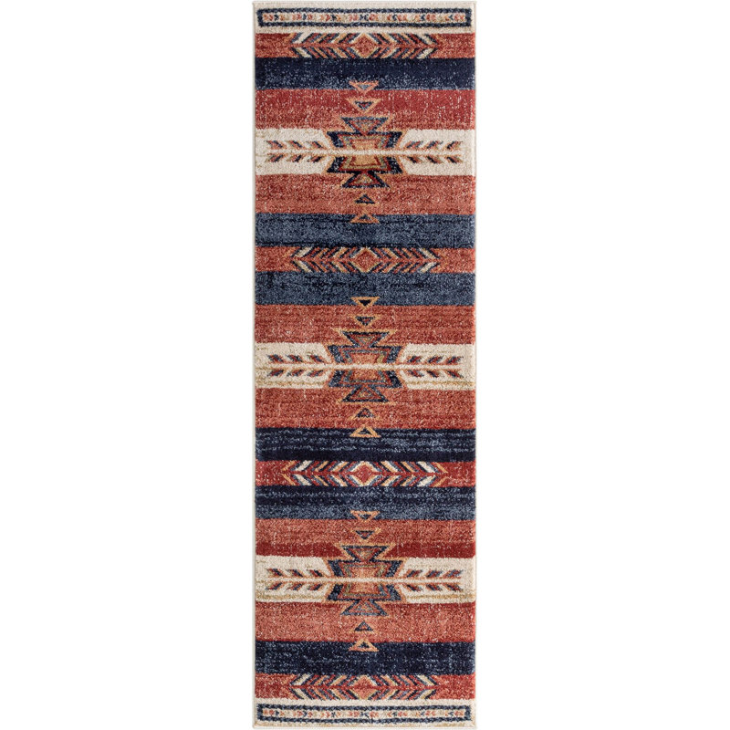  Crimson Southwestern Medallion Tribal Pattern Area Rug, Runner 2'3" x 7'3"