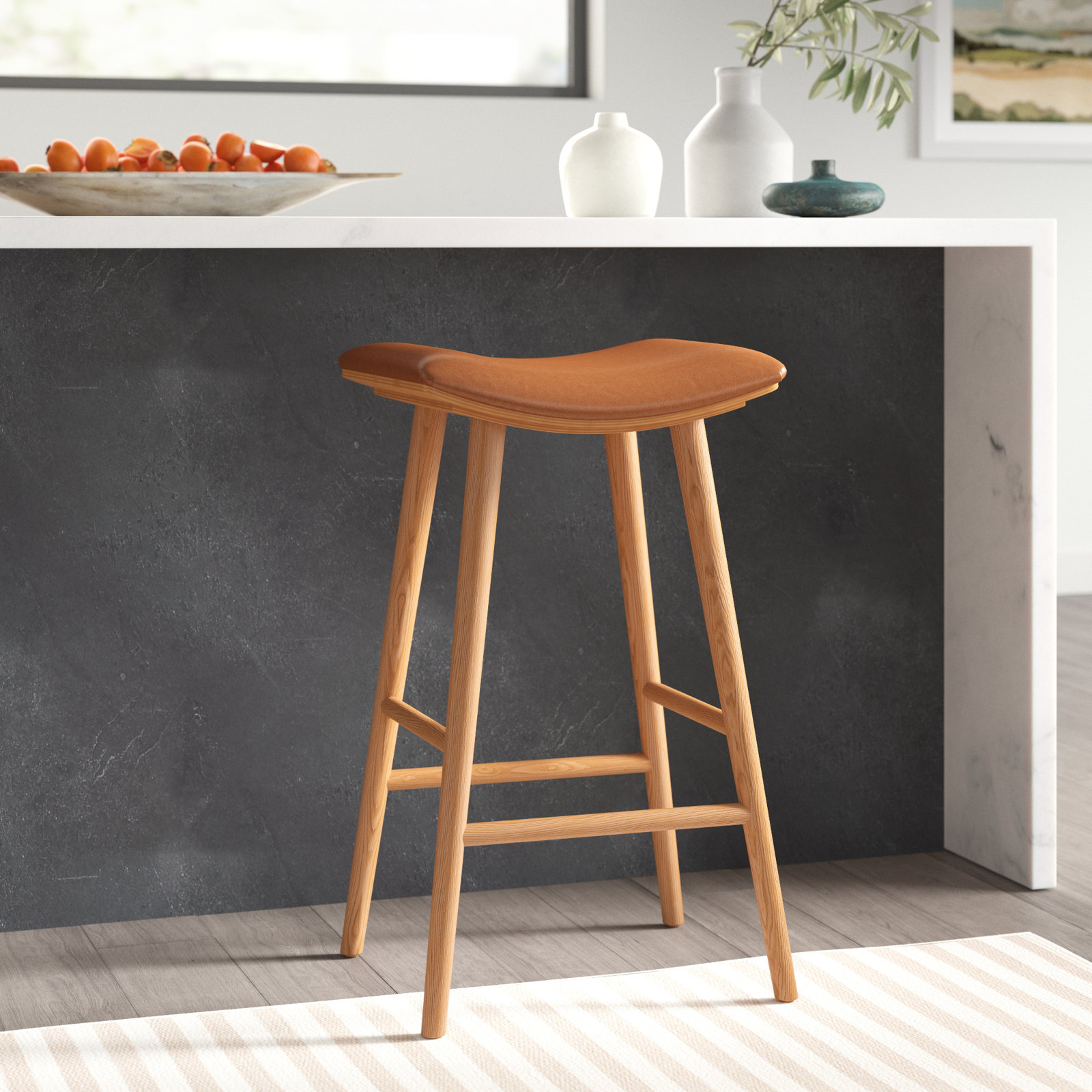 Counter Stool (26" Seat Height), Faux Leather - Sierra Butterscotch/Smoked Natural