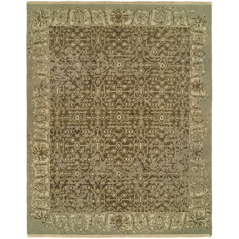Wool Oriental Area Rug in Brown, Rectangle 2' x 3'