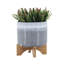 POT DE FLEURS EN CÉRAMIQUE DE 8 po, FOND BLEU