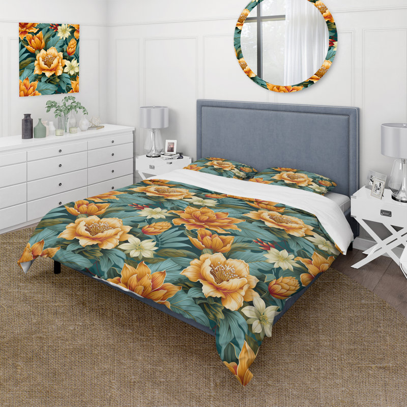 Pineapple Serenity Tropical Pattern II - Ensemble de housse de couette tropical
