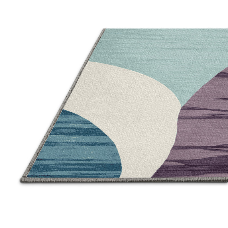 Tapis rose aquarelle lavable à la machine, Rond 3 pi
