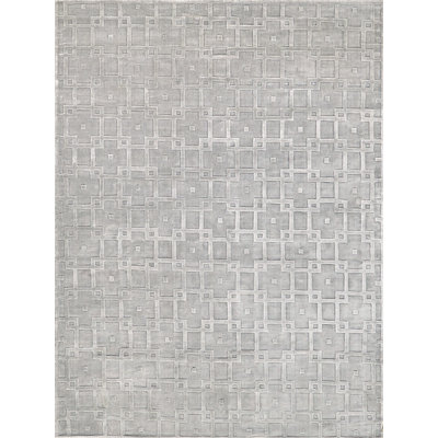 Exquisite Rugs Camora Modern Handmade Handloomed Silky Nylon Light Silver Area Rug