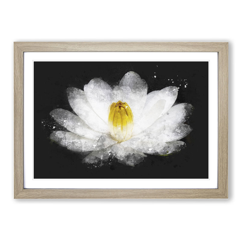 Heart of a White Lily - Picture Frame Graphic Art, Oak Framed, 27cm H x 36cm W x 2cm D