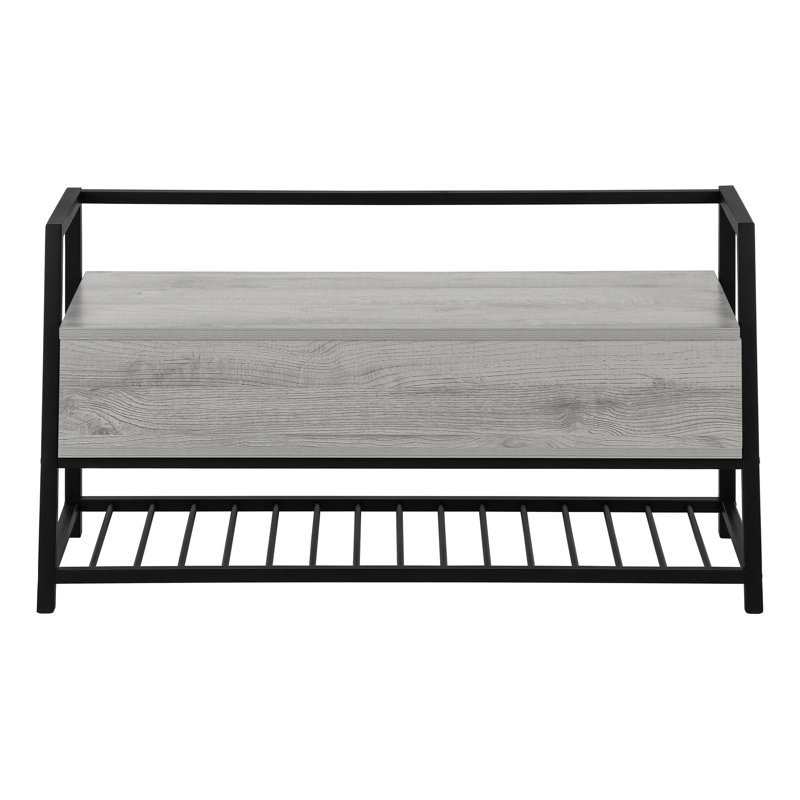 Bench, Entryway, Hallway, Storage, 42" Rectangular,  Laminate,  Metal, Contemporary, Modern, Gray
