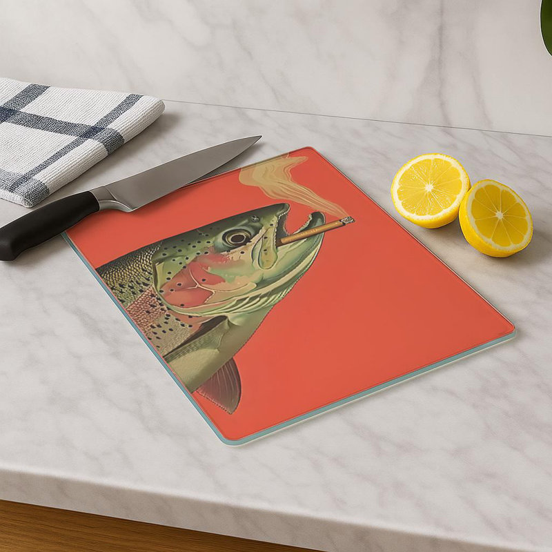 Durable Tempered Glass Cutting Board, 7.9 x 11.8 inches | 100% Antibacterial, Non-Slip Silicone Feet | Easy Clean Surface, Perfect for Food Prep & Kitchen Use, Not Dishwasher, Microwave, or Oven Safe