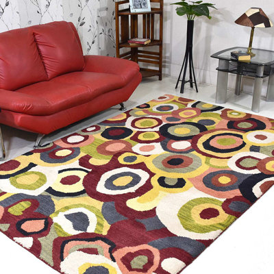 Jalisa Hand Tufted Wool Eco-Friendly Area Rugs - Rectangle, Multicolor, Contemporary Modern Design, High Pile Thick Handmade Anti Skid Area Rugs for Living Room, Bed Room