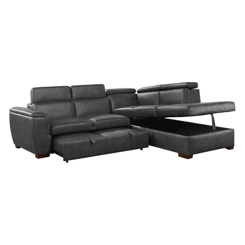 Ammelie Faux Leather 2-Piece Sectional Sofa Sleeper with Right Chaise