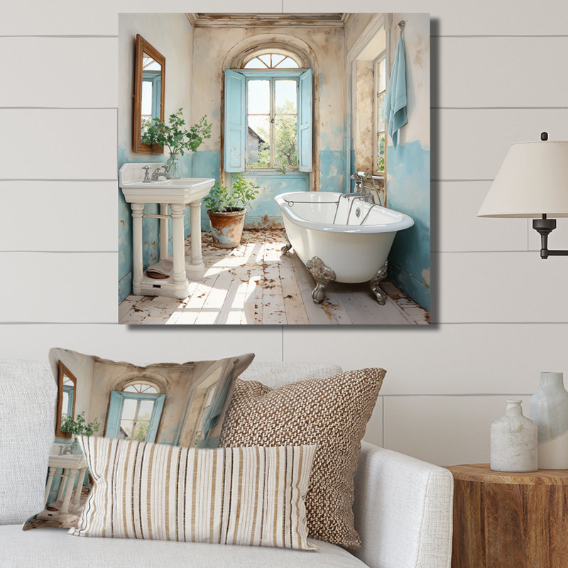 «Farmhouse Bathroom Charm I - Laundry Large», art mural, Toile tendue, 36" H x 36" W