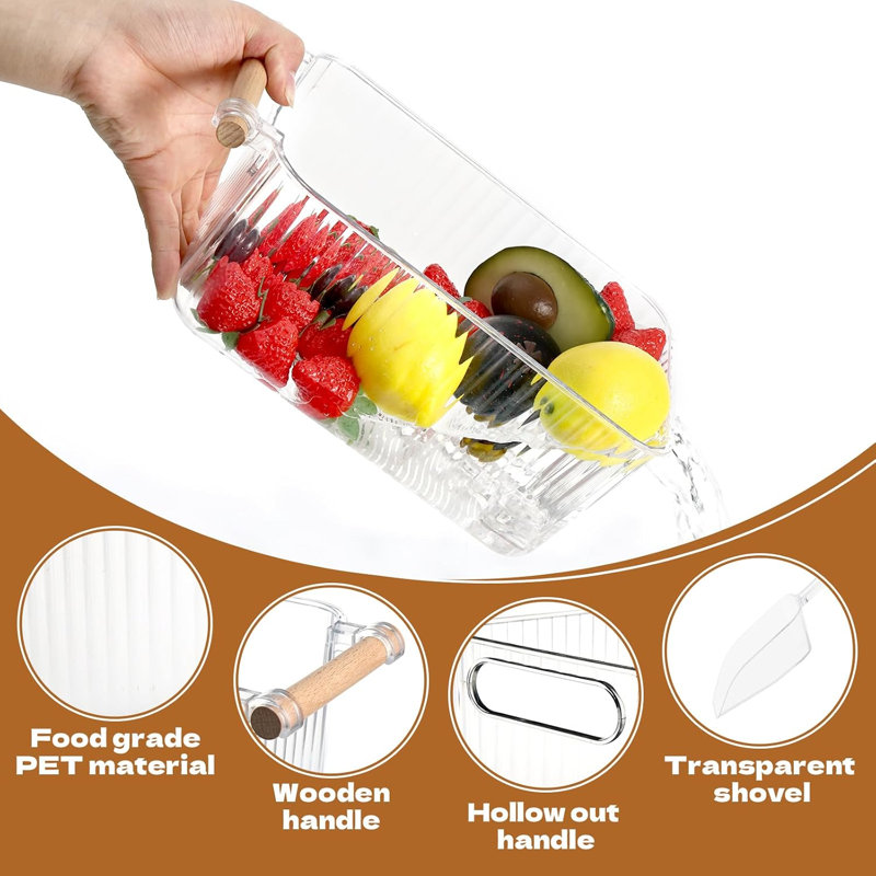 Ensemble de 4 bacs à glace et 2 bacs à glaçons flexibles en plastique avec poignée Seau de rangement transparent pour récipient avec seau
