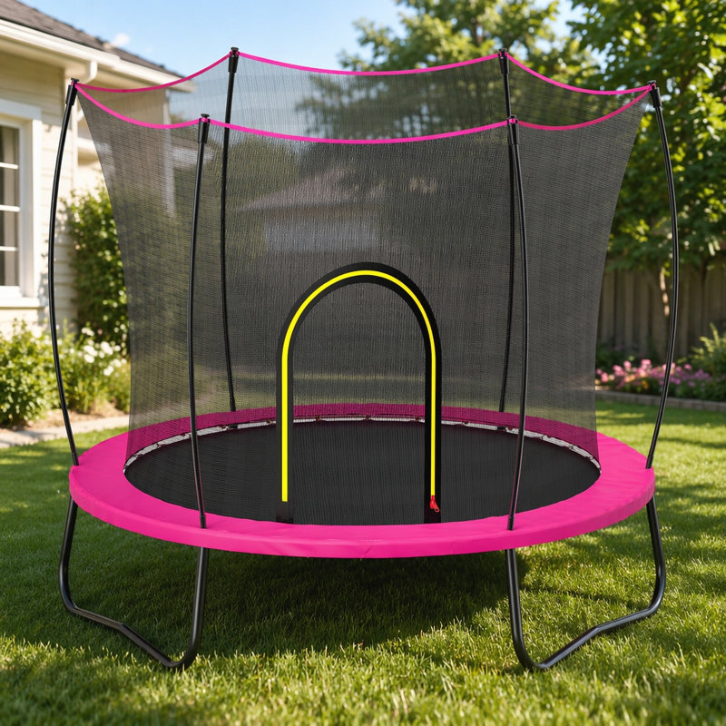 Trampoline rond de 55 po avec ressort, cadre galvanisé et filet de sécurité sans espace pour la durabilité et la sécurité des enfants