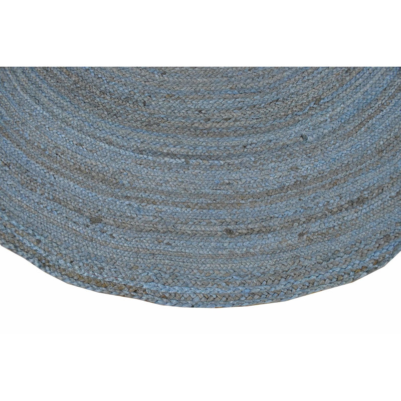 Tapis rond en jute / sisal bleu tressé à la main Tonopah, Rond 5 pi