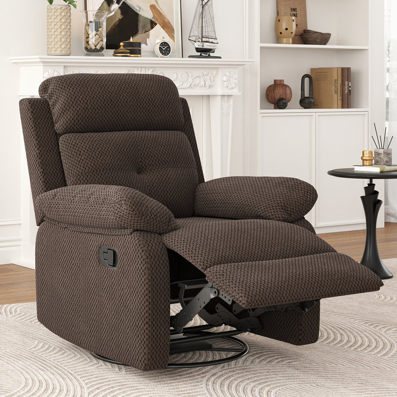 Fauteuil inclinable rembourré Brezzy, Velours brun clair