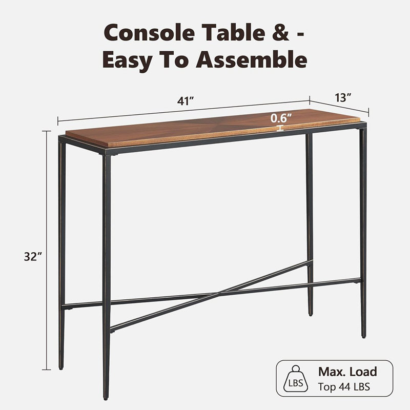 Console 41,3 po, table de vestibule, table de canapé derrière, table de présentation, salon, couloir, chambre à coucher, vestibule, brun