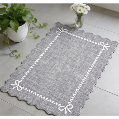 Tapis moderne à bords festonnés - Tapis doux, antidérapant et lavable - parfait pour le salon, la chambre à coucher, la chambre de bébé, le dortoir, le couloir, la salle de jeux