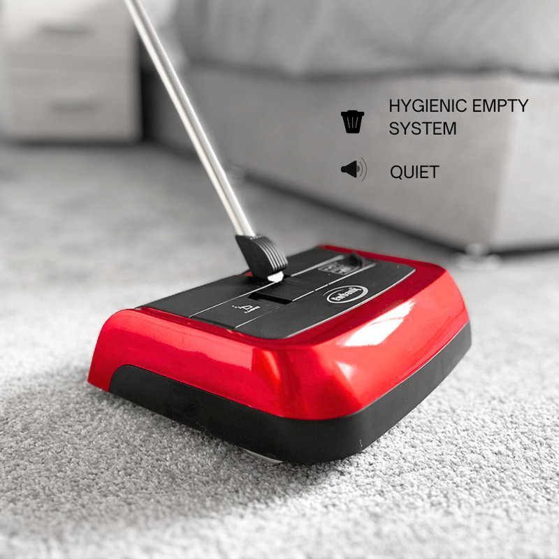 Red and Gray Cordless Manual Floor and Carpet Sweeper