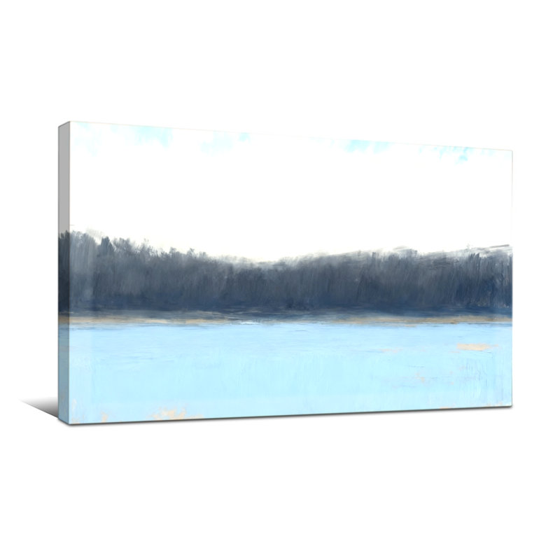 Plants &Flowers Abstract Landscape With Calm Water And Dark Trees, 16" H x 32" W