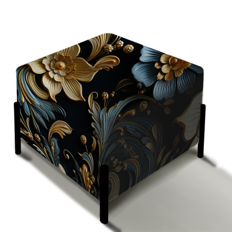 Golden Embellishments - Repose-pieds carré en marbre