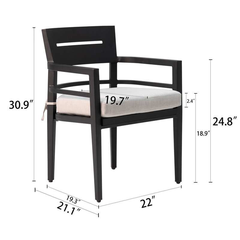 Chaises de salle à manger d'extérieur en aluminium avec coussins haut de gamme et conception élégante pour toutes les saisons