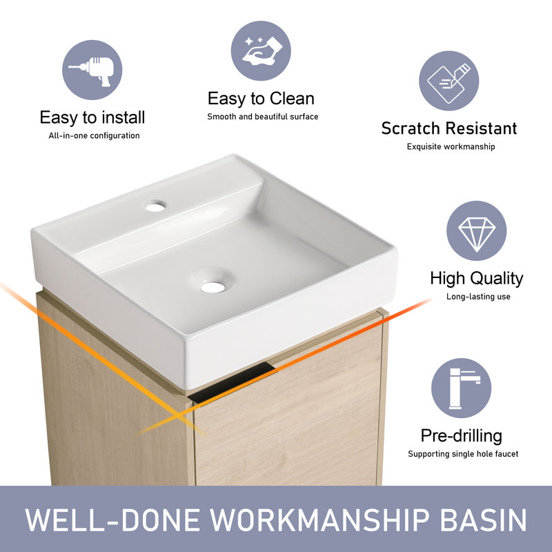 Lusky 17.97'' Single Bathroom Vanity with Ceramic Top