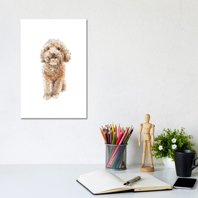 Apricot The Happy Poodle Puppy by Wandering Laur - Wrapped Canvas Gallery-Wrapped Canvas Giclée