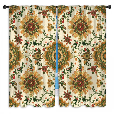 Floral Medallion Pattern Window Curtains Medallion Sheer & Room Darkening - 2 Panels