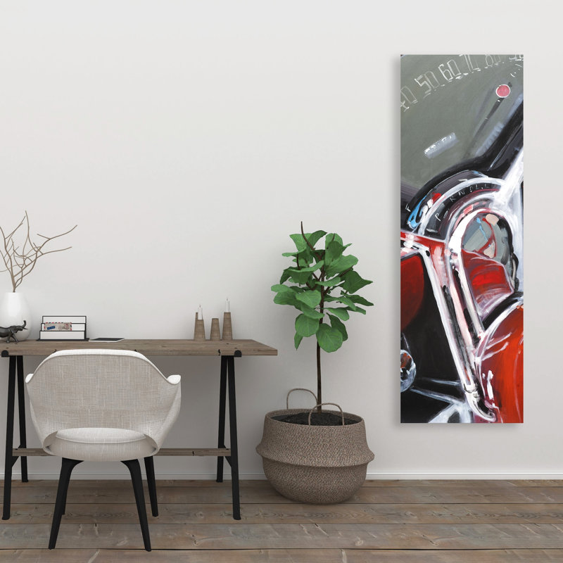 Tableau de bord de voiture rouge rétro - décor de toile rouge contemporain