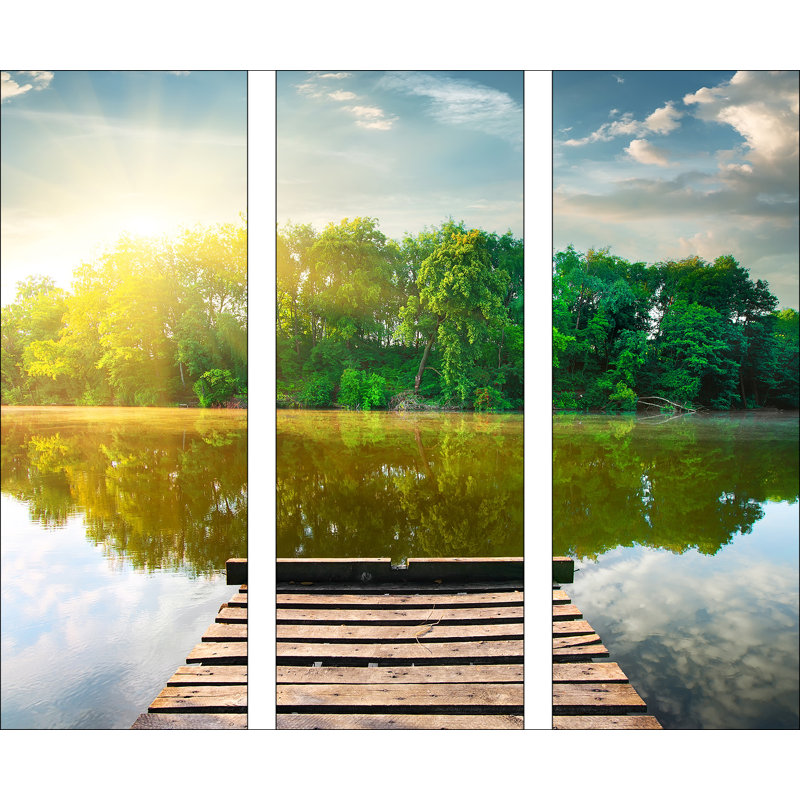 Lonely Lake II Photographic Art Print on Glass, 80cm H x 90cm W, Decimus 3 Piece Glass Set