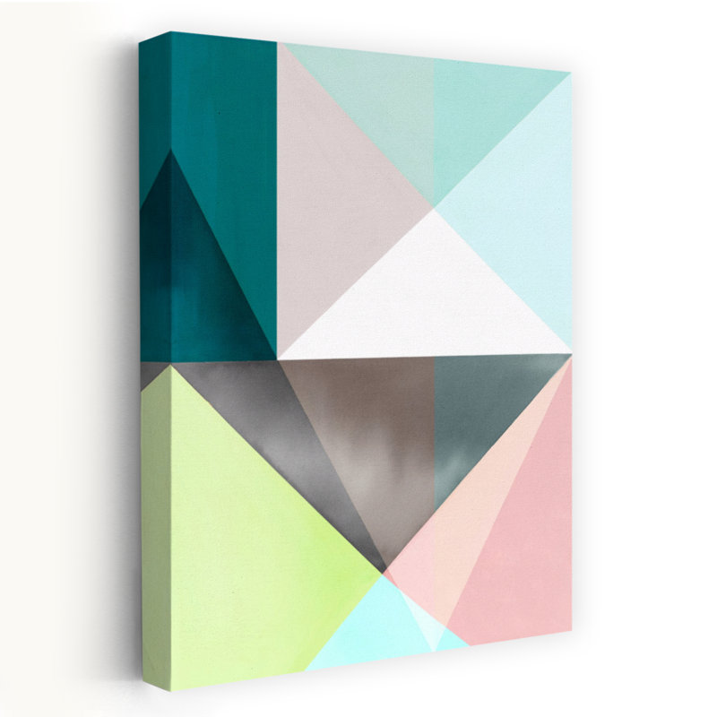 «Geometric Harmony In Pastel Hues I», art mural contemporain abstrait, H 60 po x l 40 po